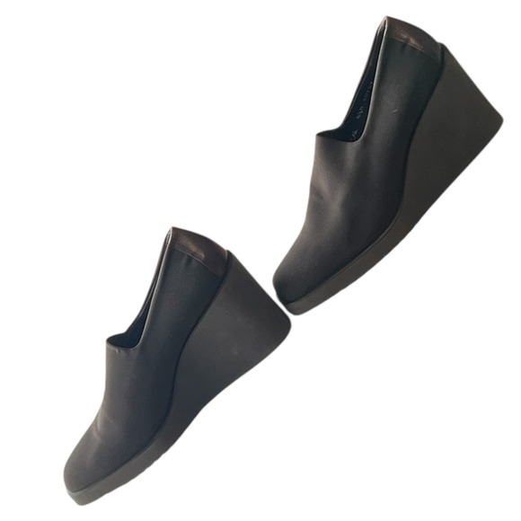 Donald J Pliner Brown Wedge Slip on Shoes Sz 8.5 Narrow Made in Spain Officewear - Picture 11 of 12